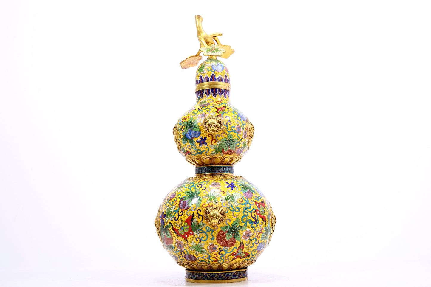 A Fabulous Cloisonne 'Dragon' Gourd-Form Vase