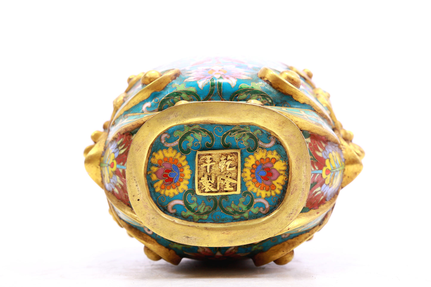 A Gorgeous Cloisonne 'Scrolling Lotus' Phoenix-Handled Vases