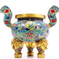 A Gorgeous Cloisonne 'Phoenix& Flower' Tripod Censer