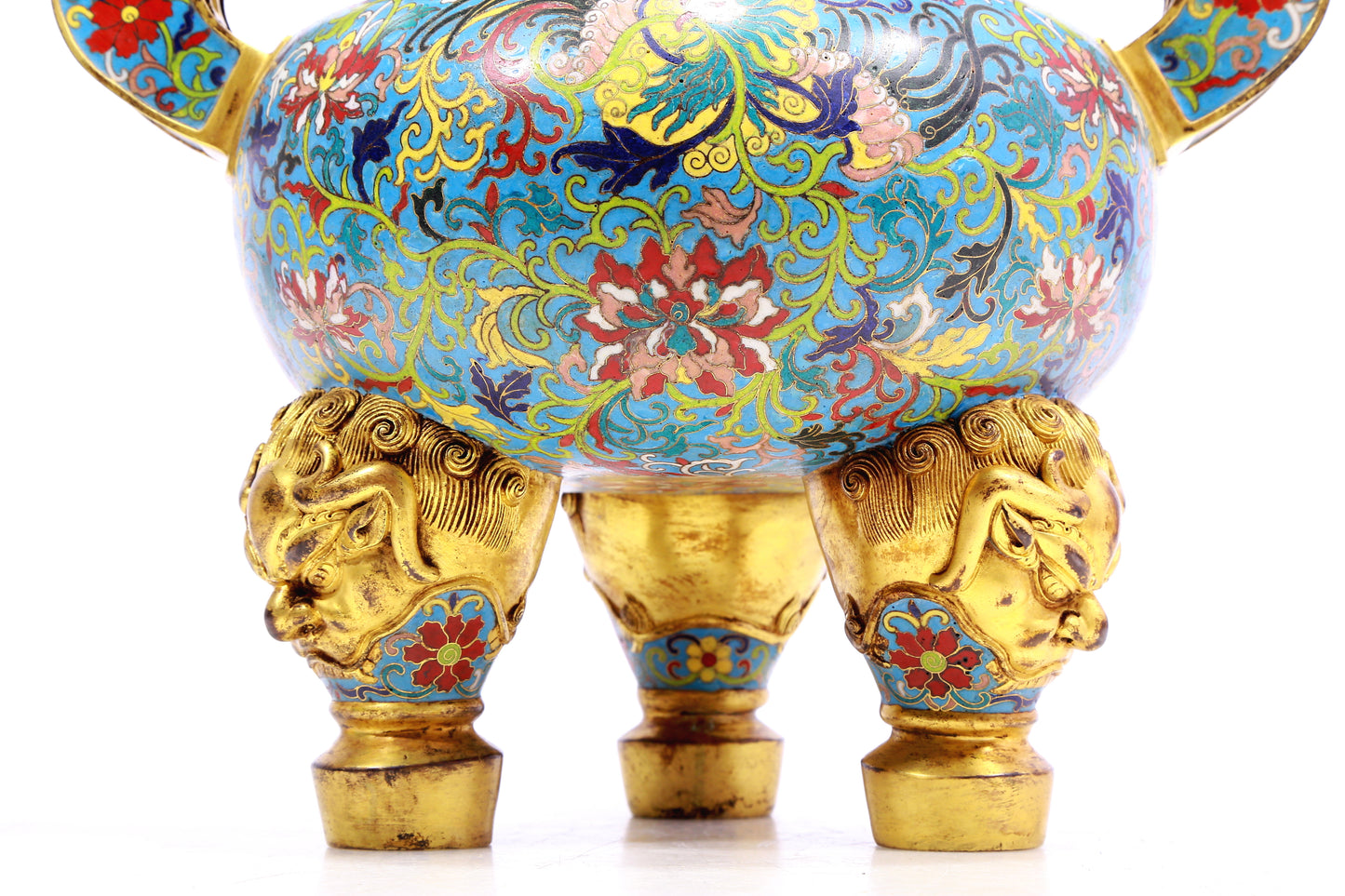 A Gorgeous Cloisonne 'Phoenix& Flower' Tripod Censer