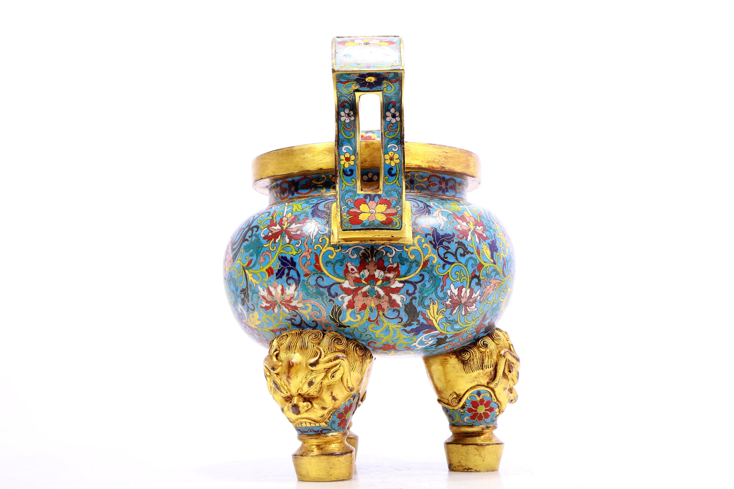 A Gorgeous Cloisonne 'Phoenix& Flower' Tripod Censer