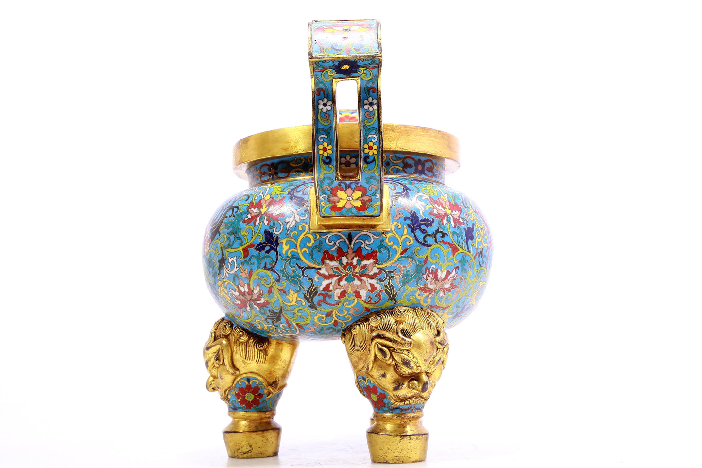 A Gorgeous Cloisonne 'Phoenix& Flower' Tripod Censer