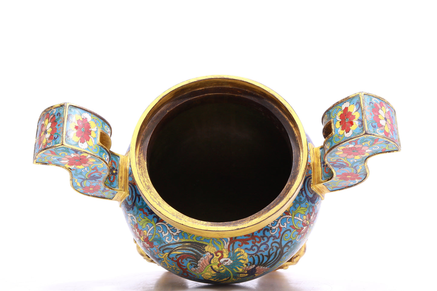 A Gorgeous Cloisonne 'Phoenix& Flower' Tripod Censer