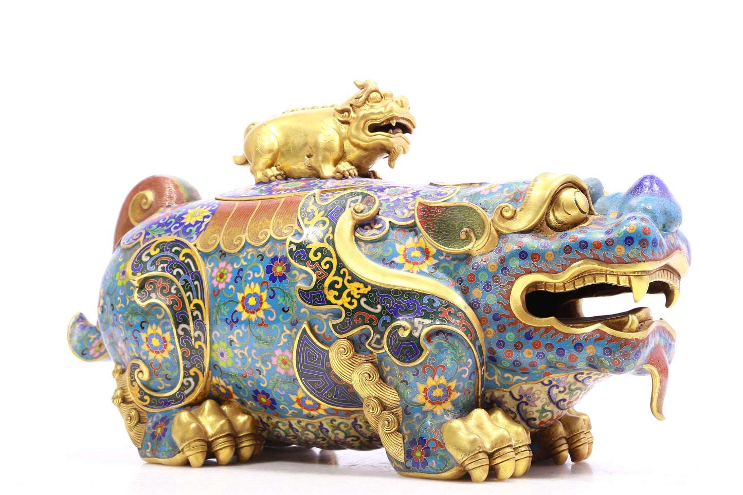 A Fabulous Cloisonne Beast-Form Box