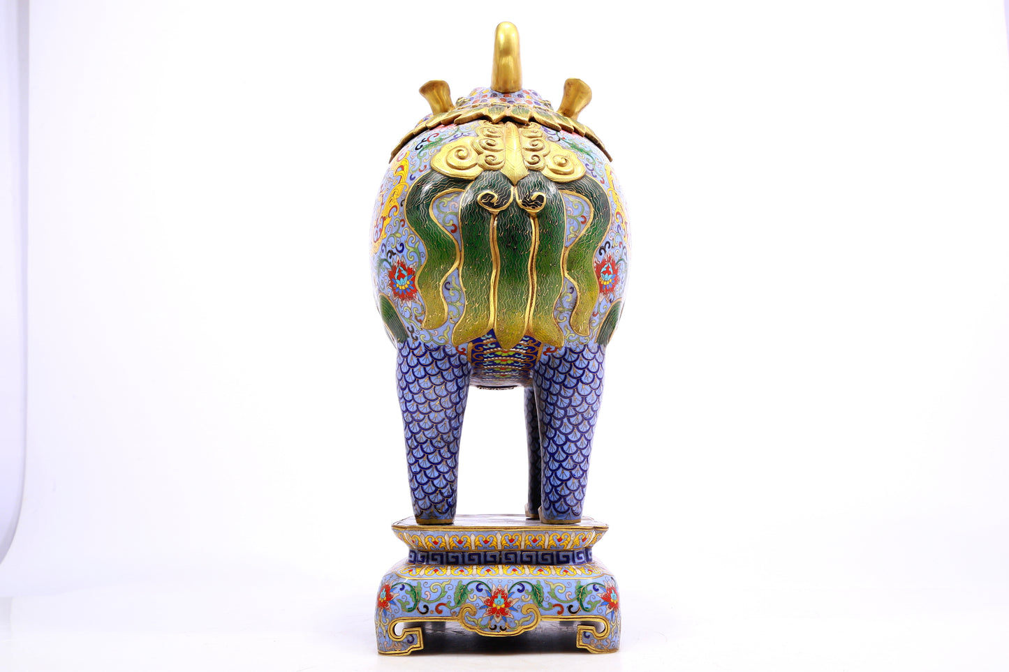 Pair of cloisonné unicorn censers