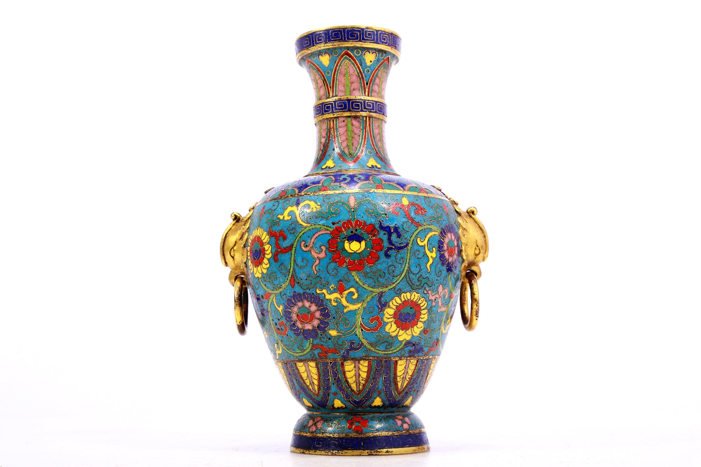 cloisonné vase with lotus pattern and phoenix ears