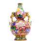 A Gorgeous Cloisonne 'Flower' Dragon-Handled Gourd-Form Vase