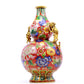 A Gorgeous Cloisonne 'Flower' Dragon-Handled Gourd-Form Vase