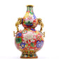 A Gorgeous Cloisonne 'Flower' Dragon-Handled Gourd-Form Vase