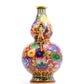 A Gorgeous Cloisonne 'Flower' Dragon-Handled Gourd-Form Vase