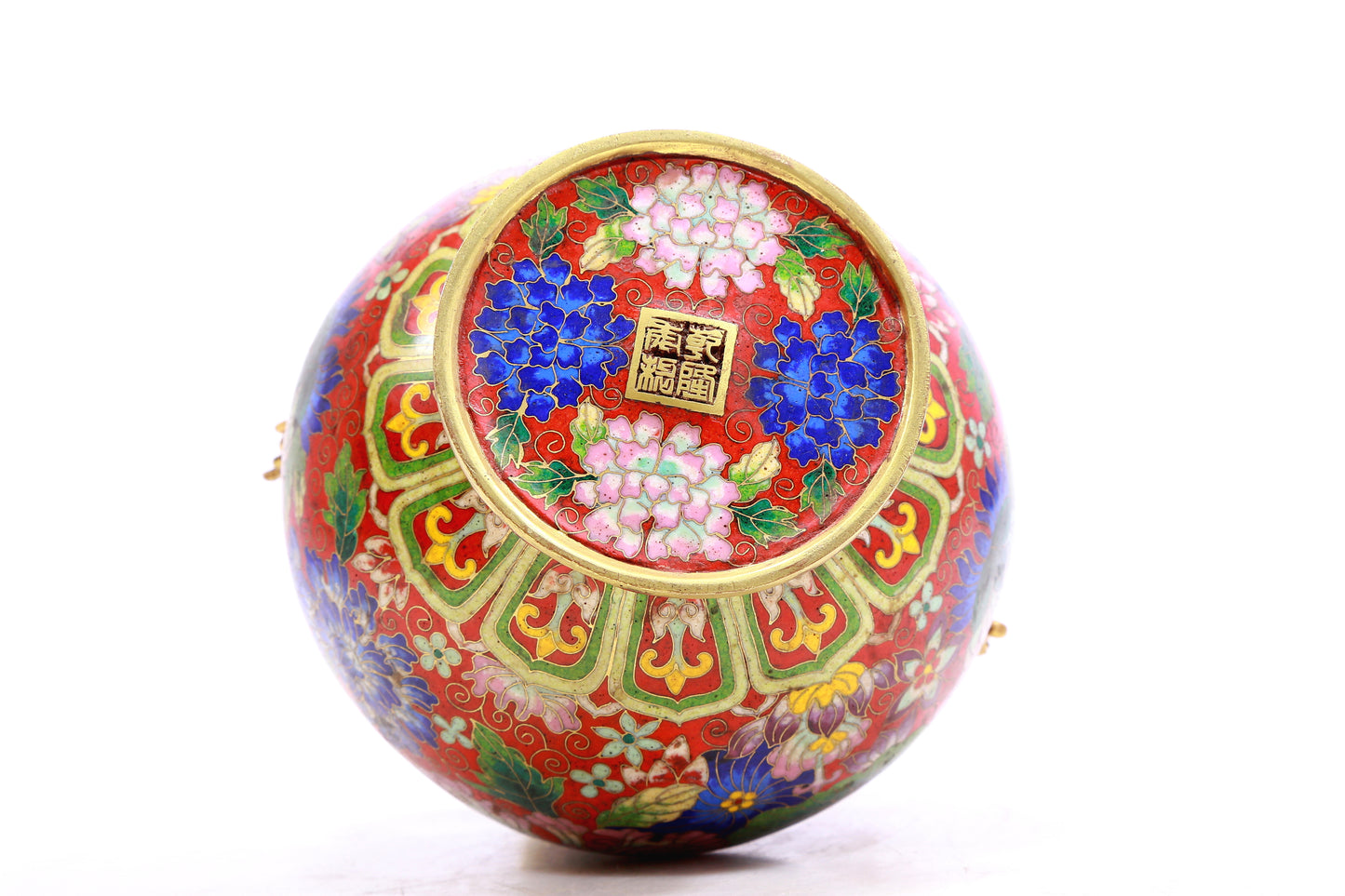 A Gorgeous Cloisonne 'Flower' Dragon-Handled Gourd-Form Vase