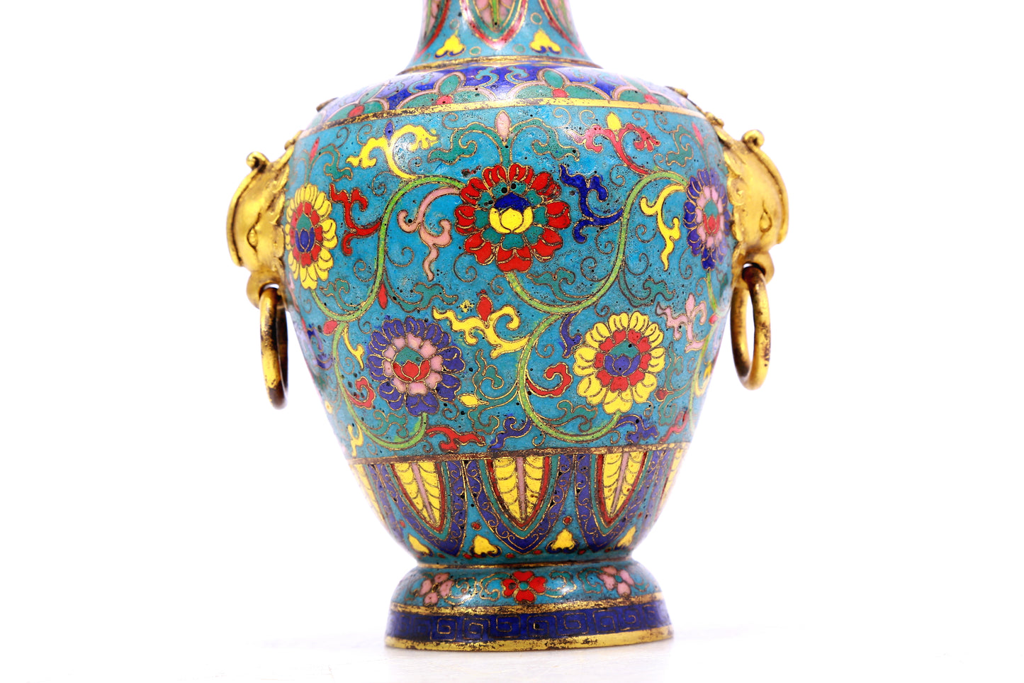 cloisonné vase with lotus pattern and phoenix ears