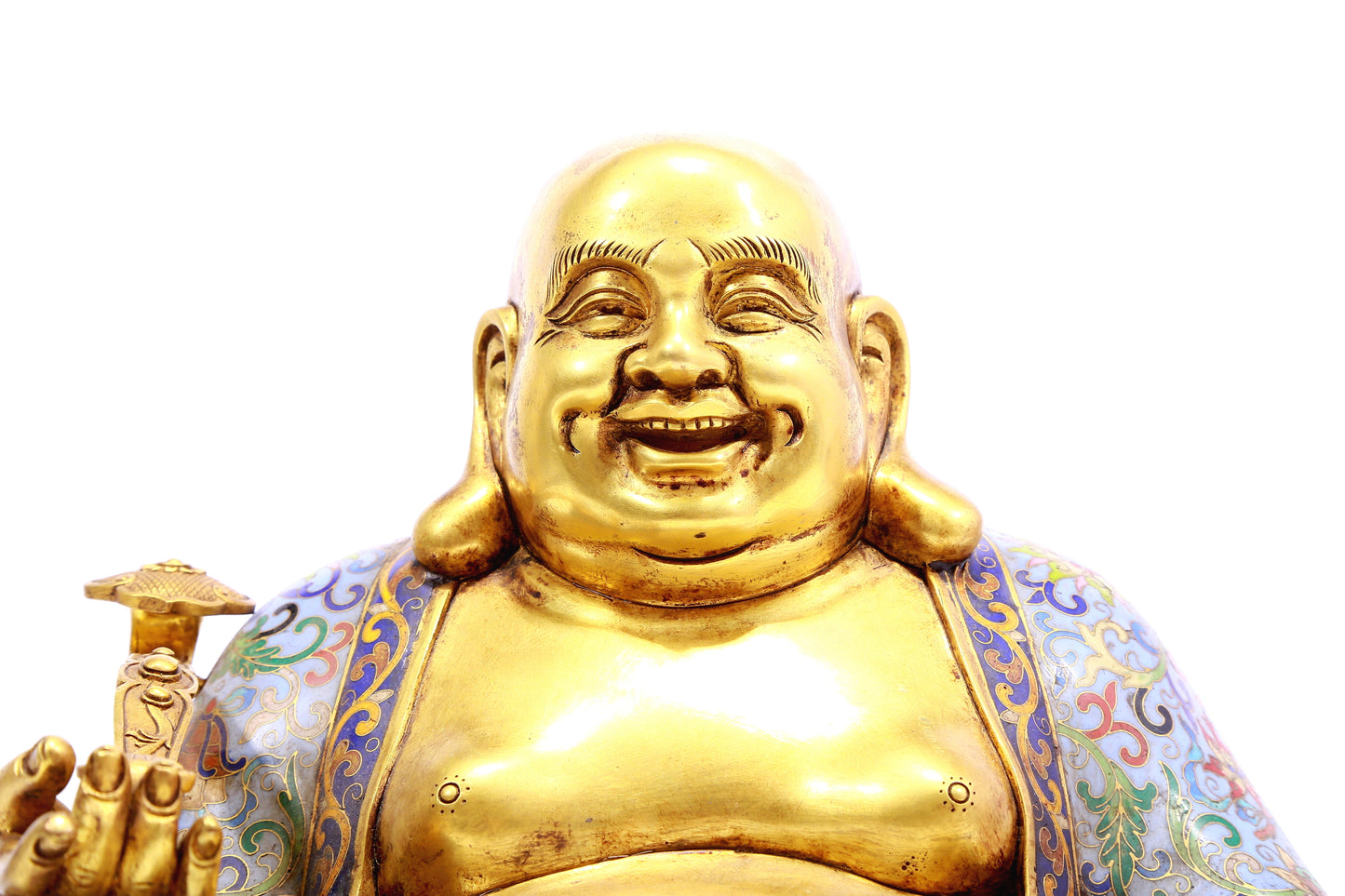 A cloisonné Maitreya Buddha statue