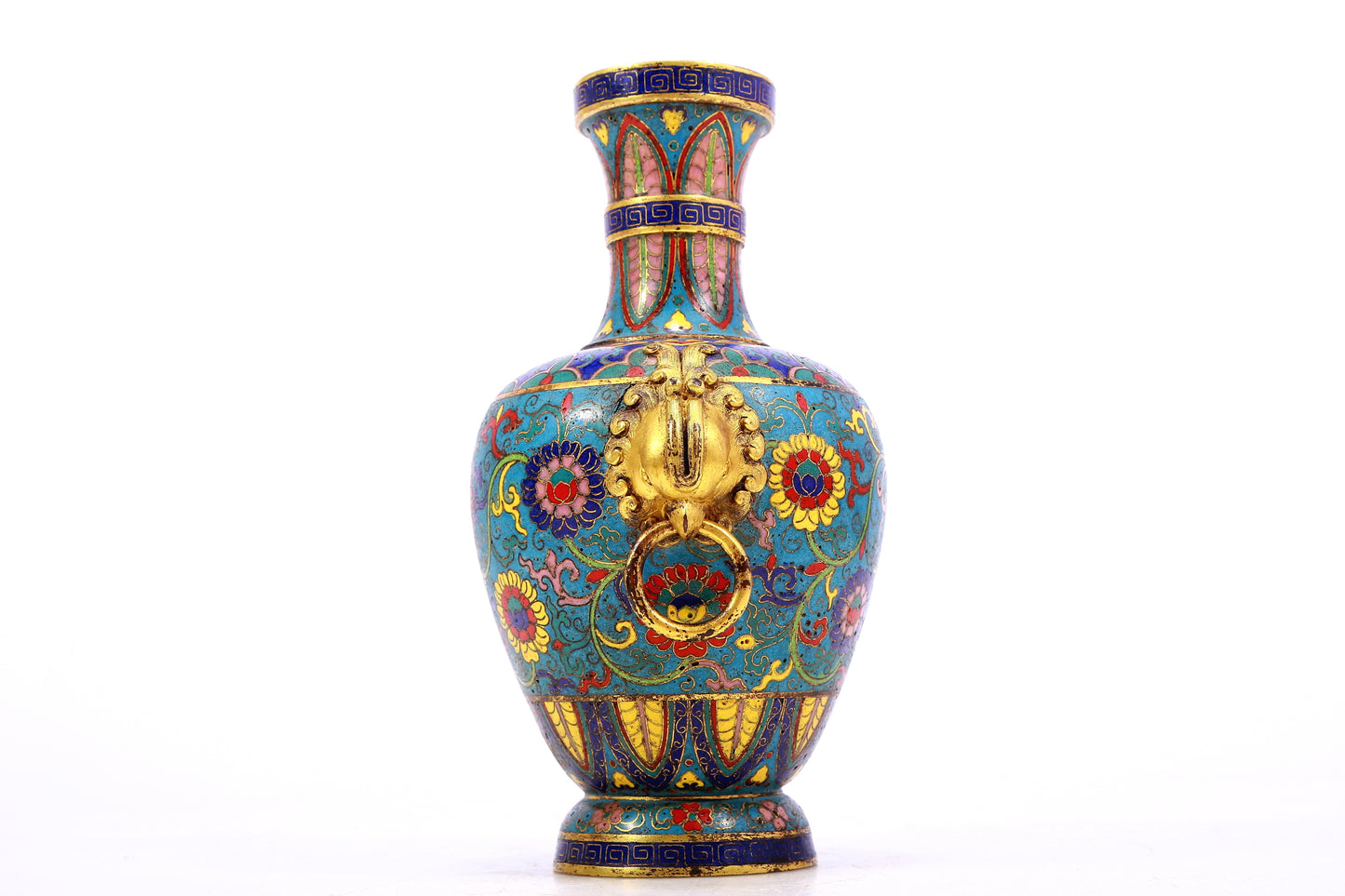 cloisonné vase with lotus pattern and phoenix ears