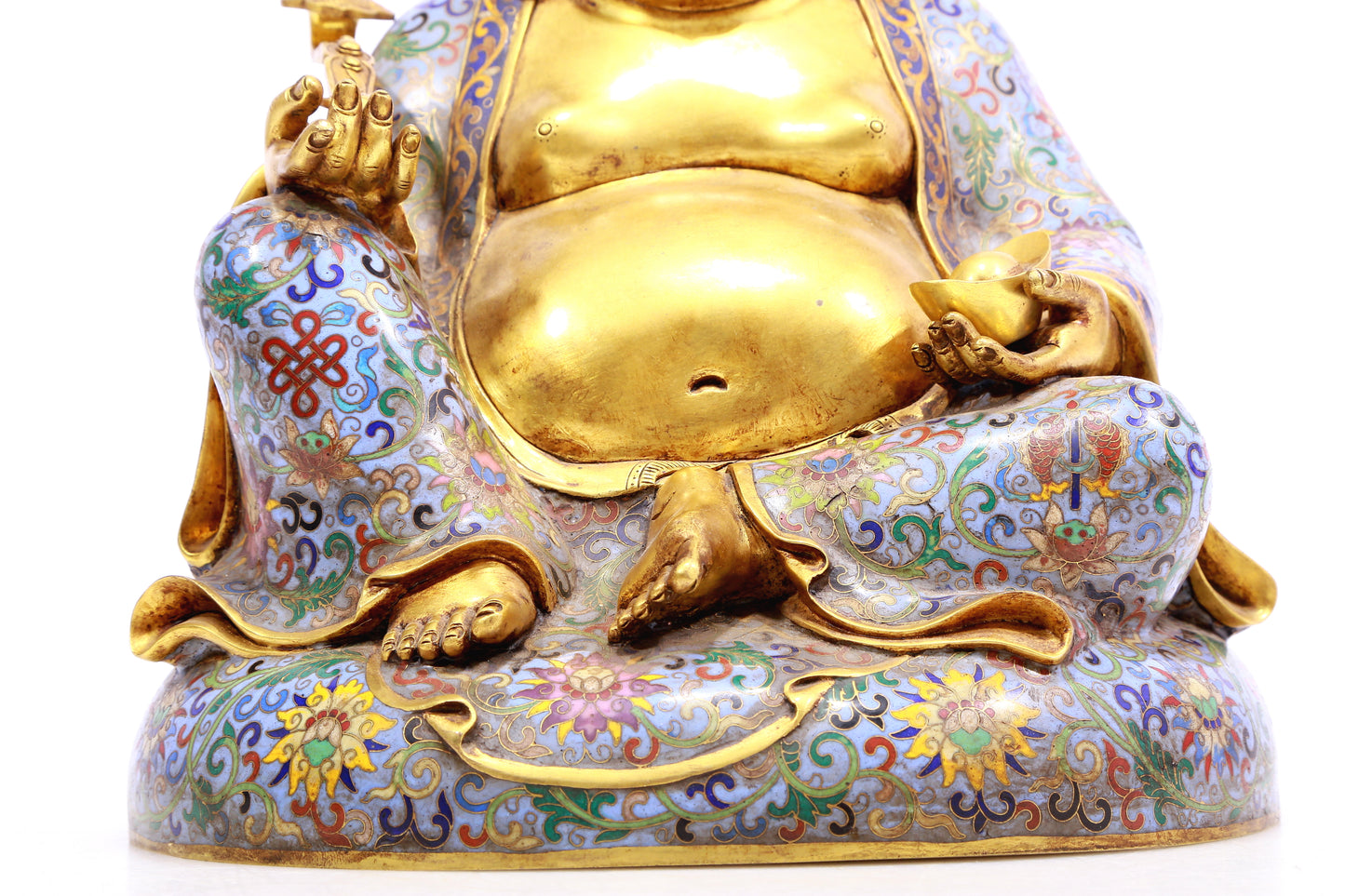 A cloisonné Maitreya Buddha statue