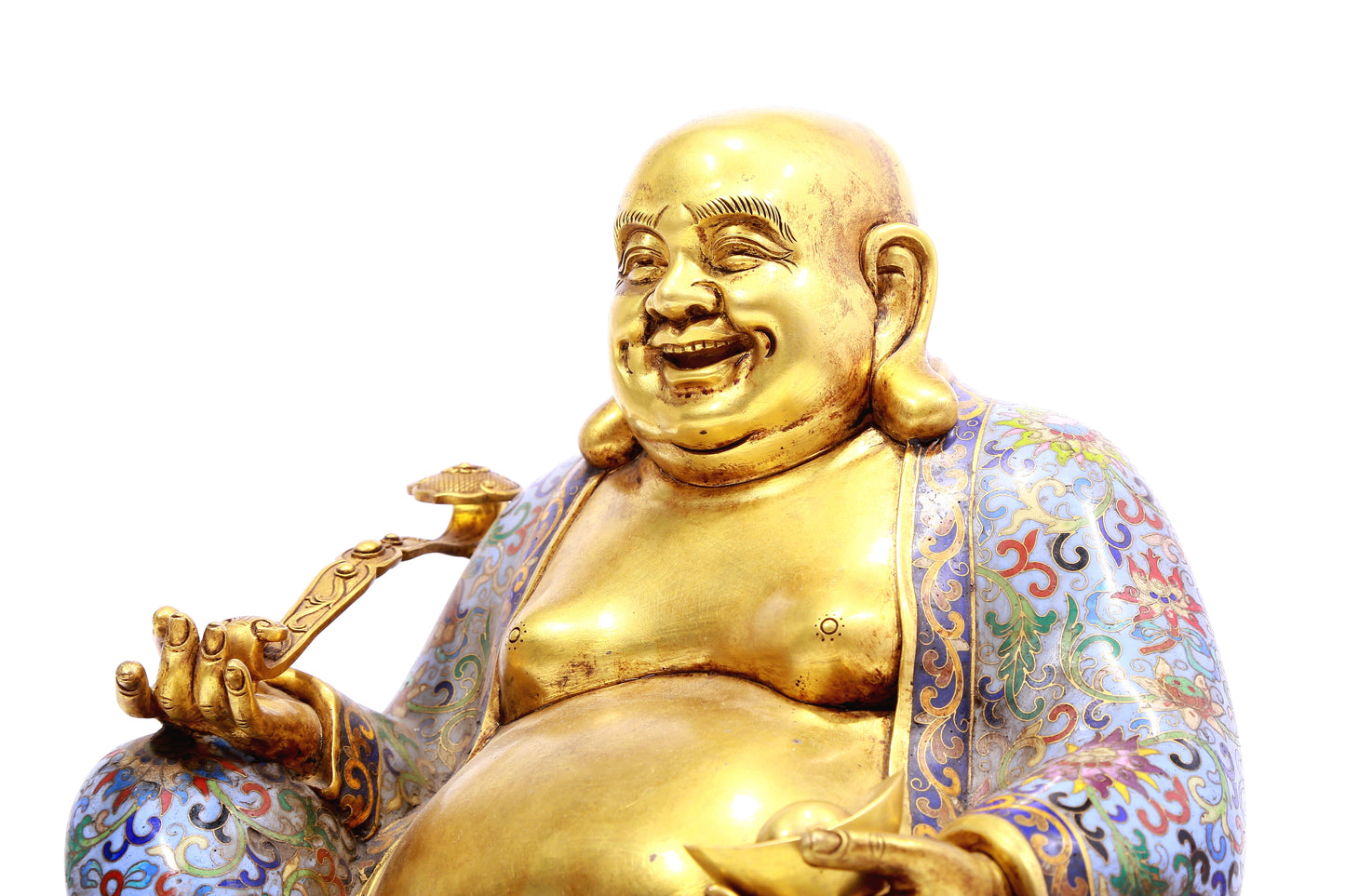 A cloisonné Maitreya Buddha statue