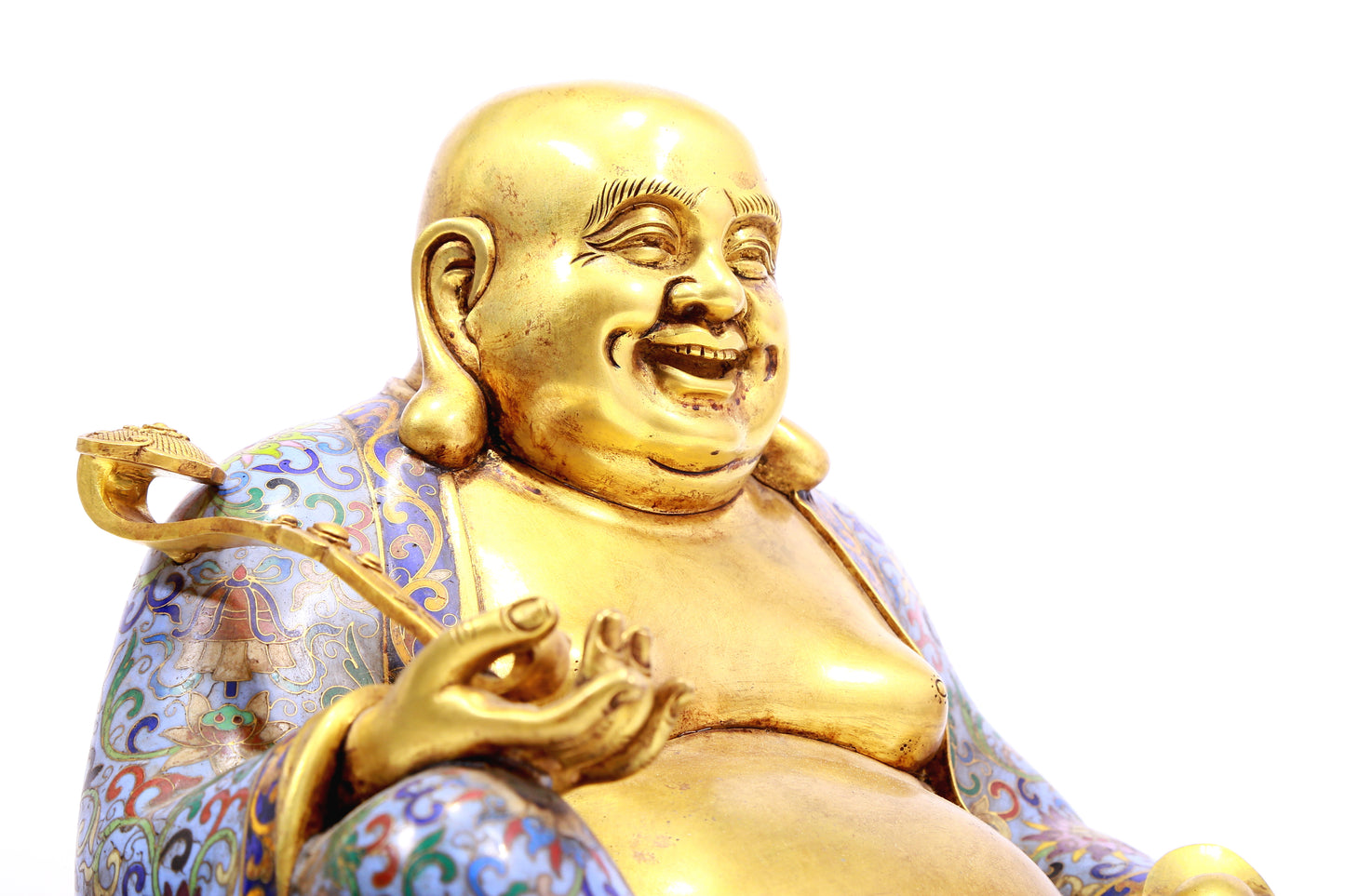 A cloisonné Maitreya Buddha statue