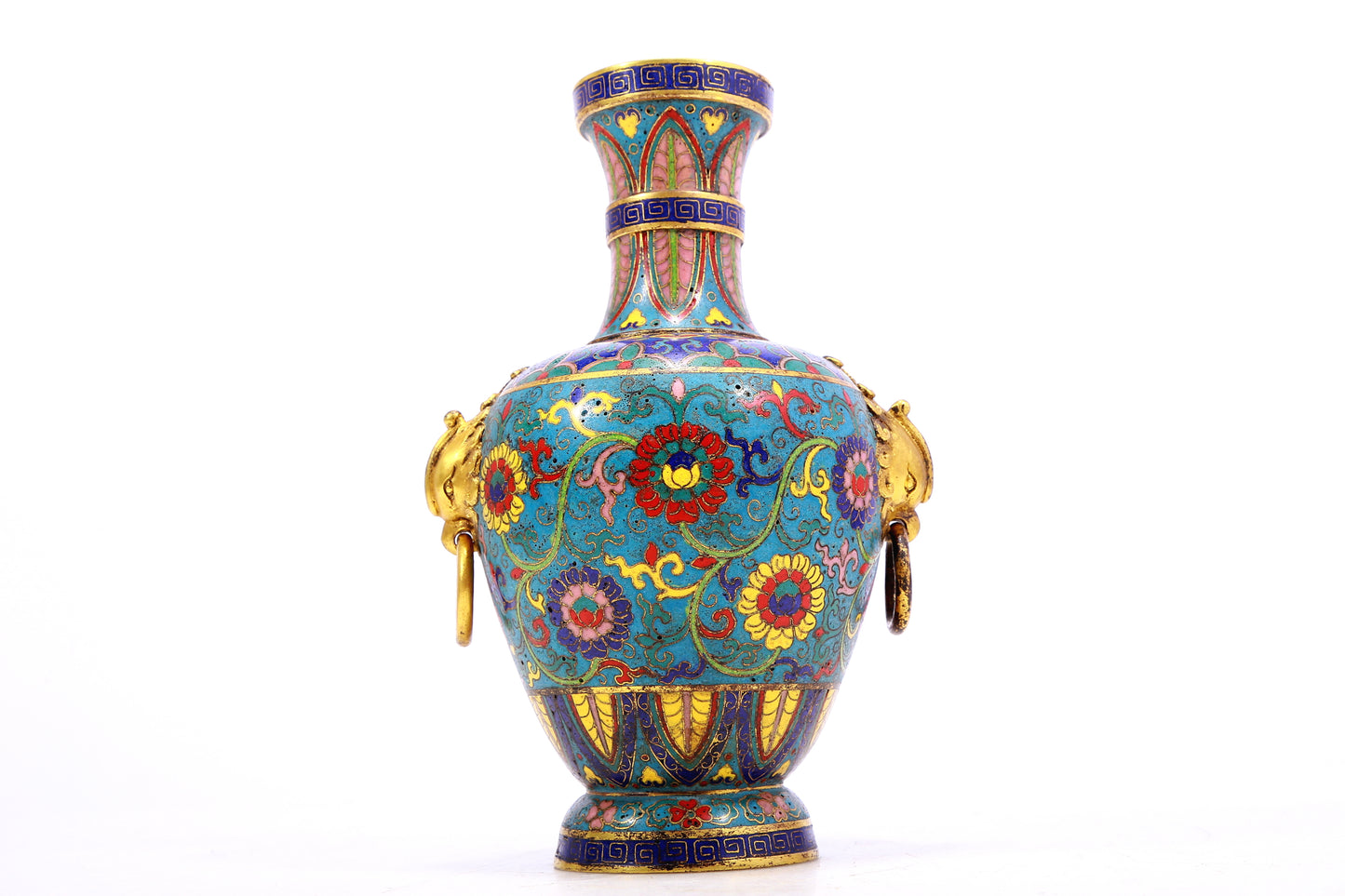 cloisonné vase with lotus pattern and phoenix ears