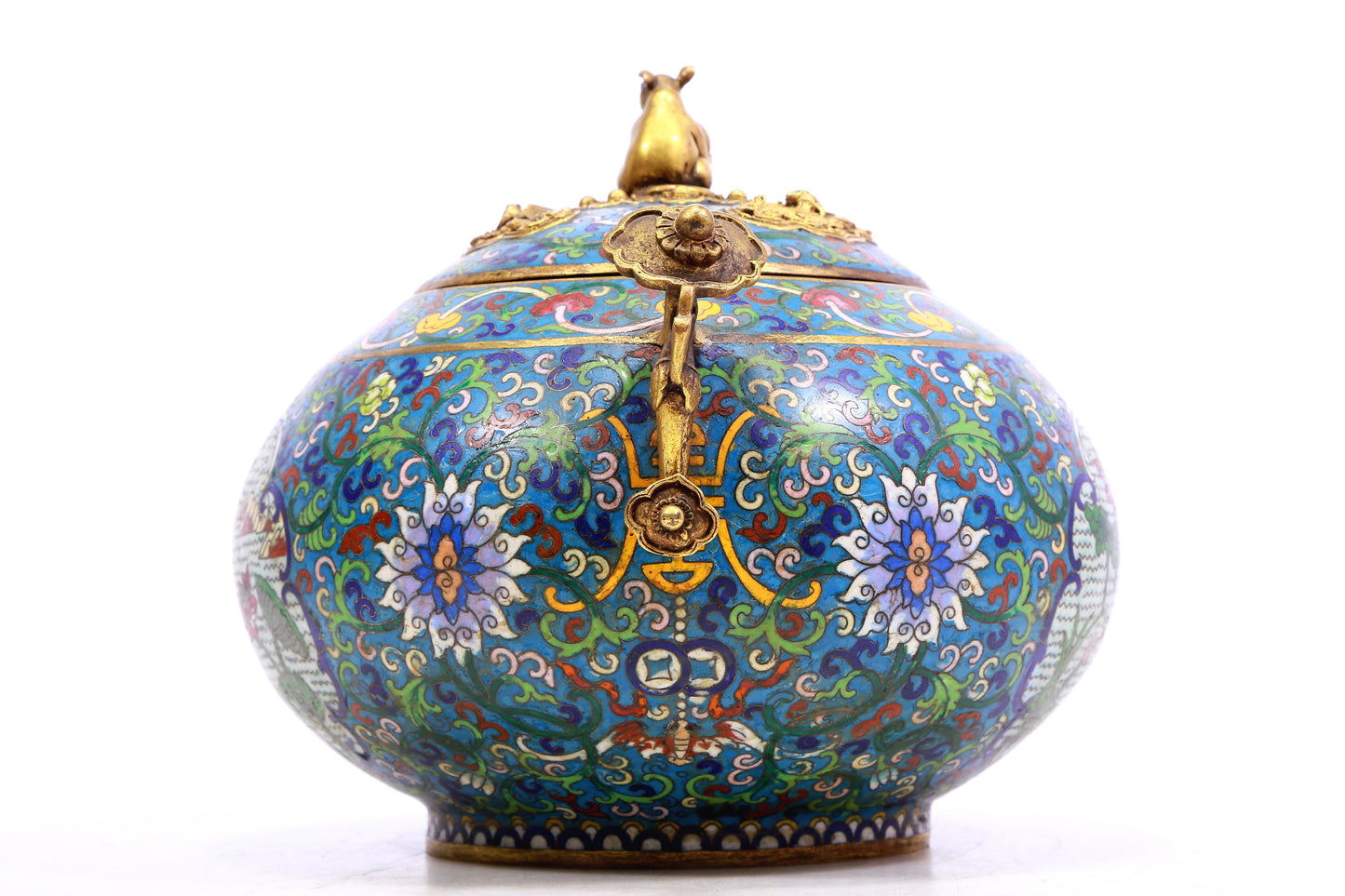 A cloisonne tangled lotus pattern Ruyi ear stove