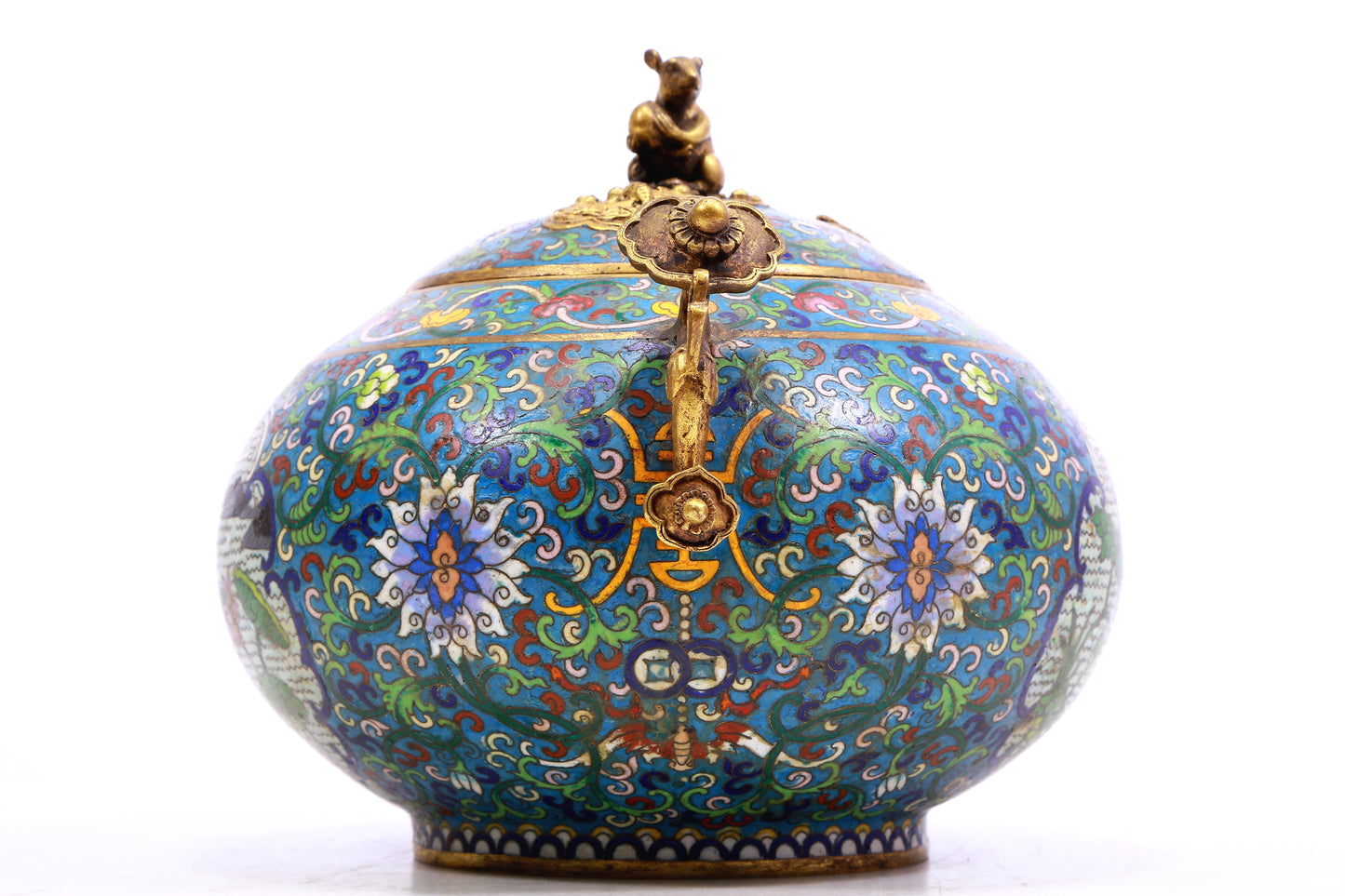 A cloisonne tangled lotus pattern Ruyi ear stove