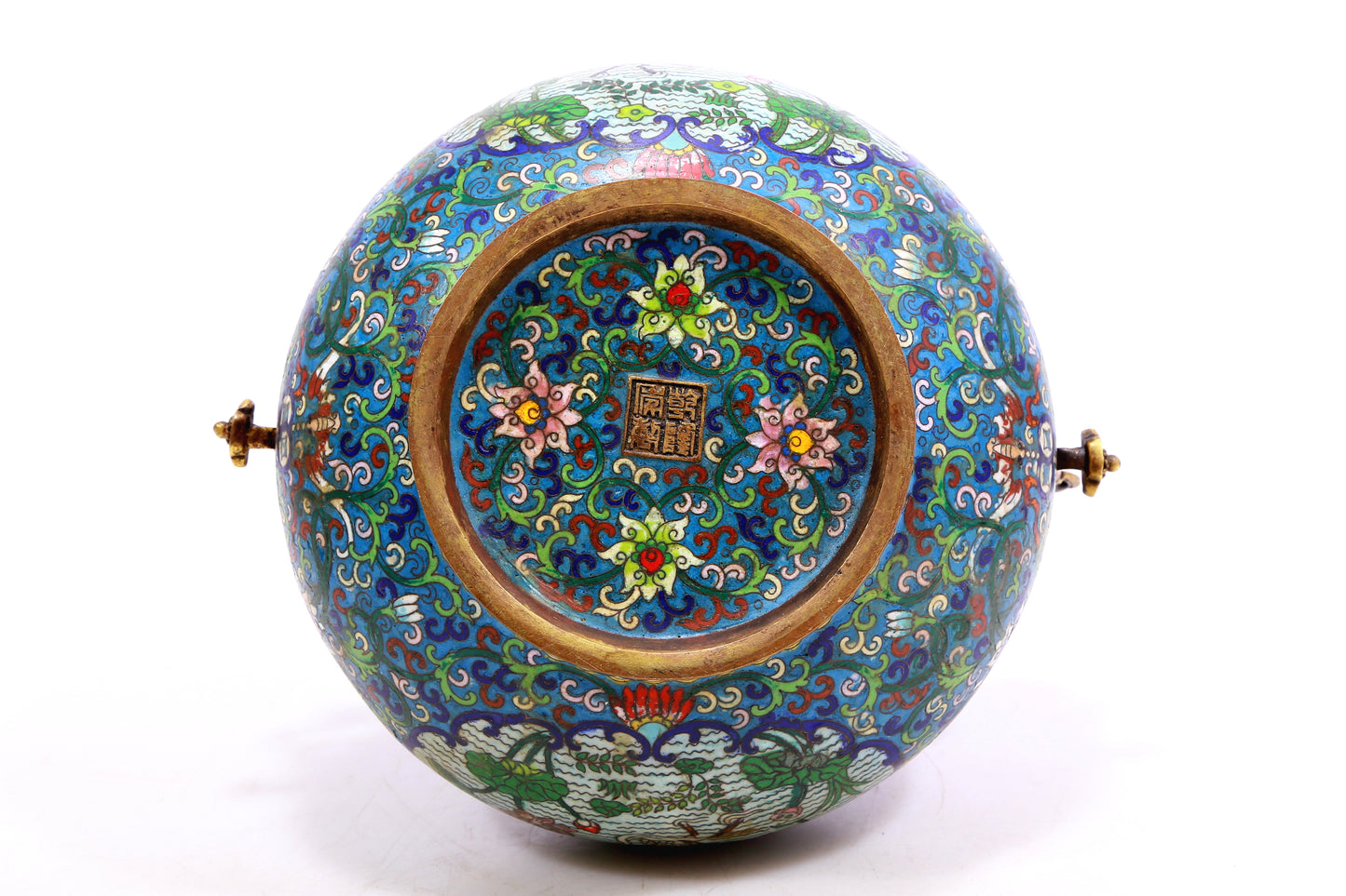 A cloisonne tangled lotus pattern Ruyi ear stove