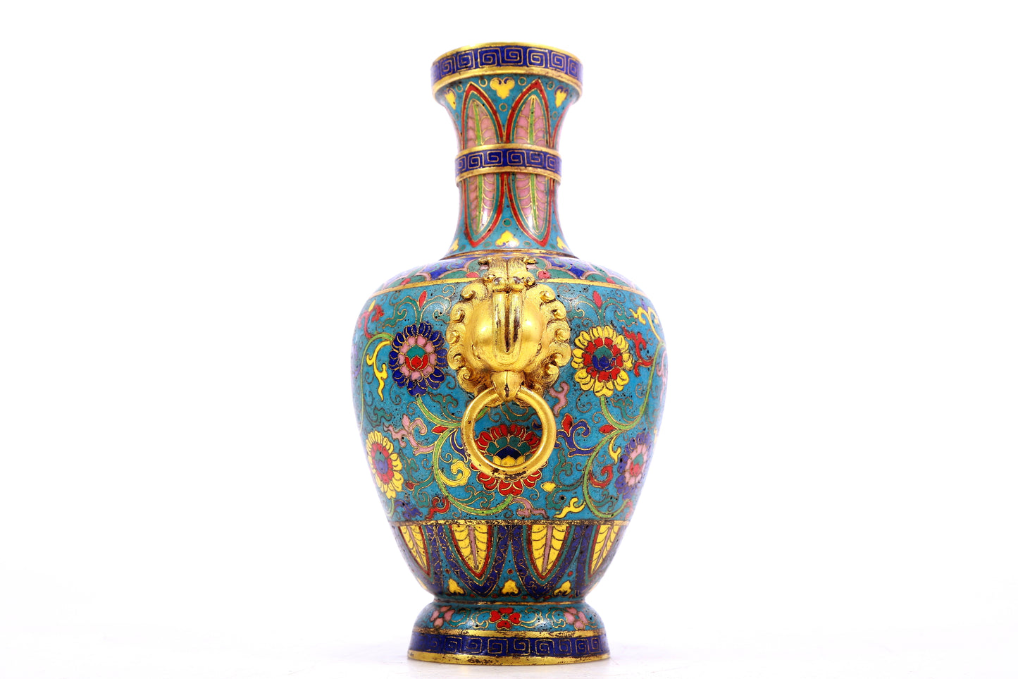 cloisonné vase with lotus pattern and phoenix ears