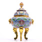 A Precious Cloisonne 'Scrolling Lotus' Lion-Handled Tripod Censer And Cover