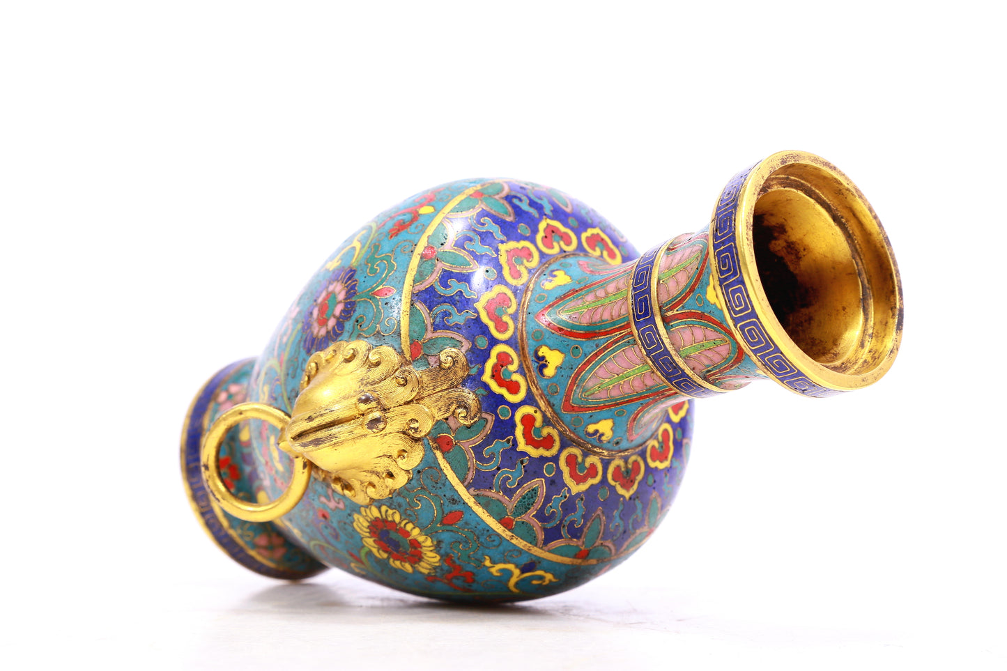 cloisonné vase with lotus pattern and phoenix ears