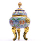 A Precious Cloisonne 'Scrolling Lotus' Lion-Handled Tripod Censer And Cover