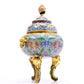 A Precious Cloisonne 'Scrolling Lotus' Lion-Handled Tripod Censer And Cover