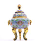 A Precious Cloisonne 'Scrolling Lotus' Lion-Handled Tripod Censer And Cover