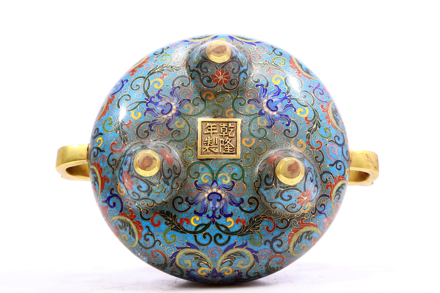 A Superb Cloisonne 'Scrolling Lotus' Tripod Censer