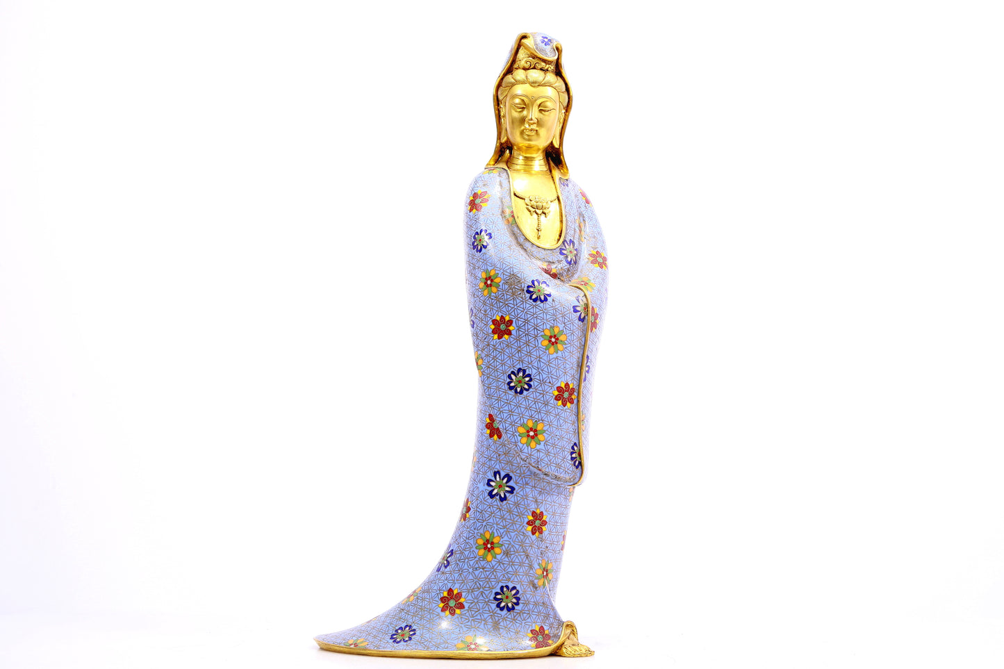 A cloisonné statue of Guanyin