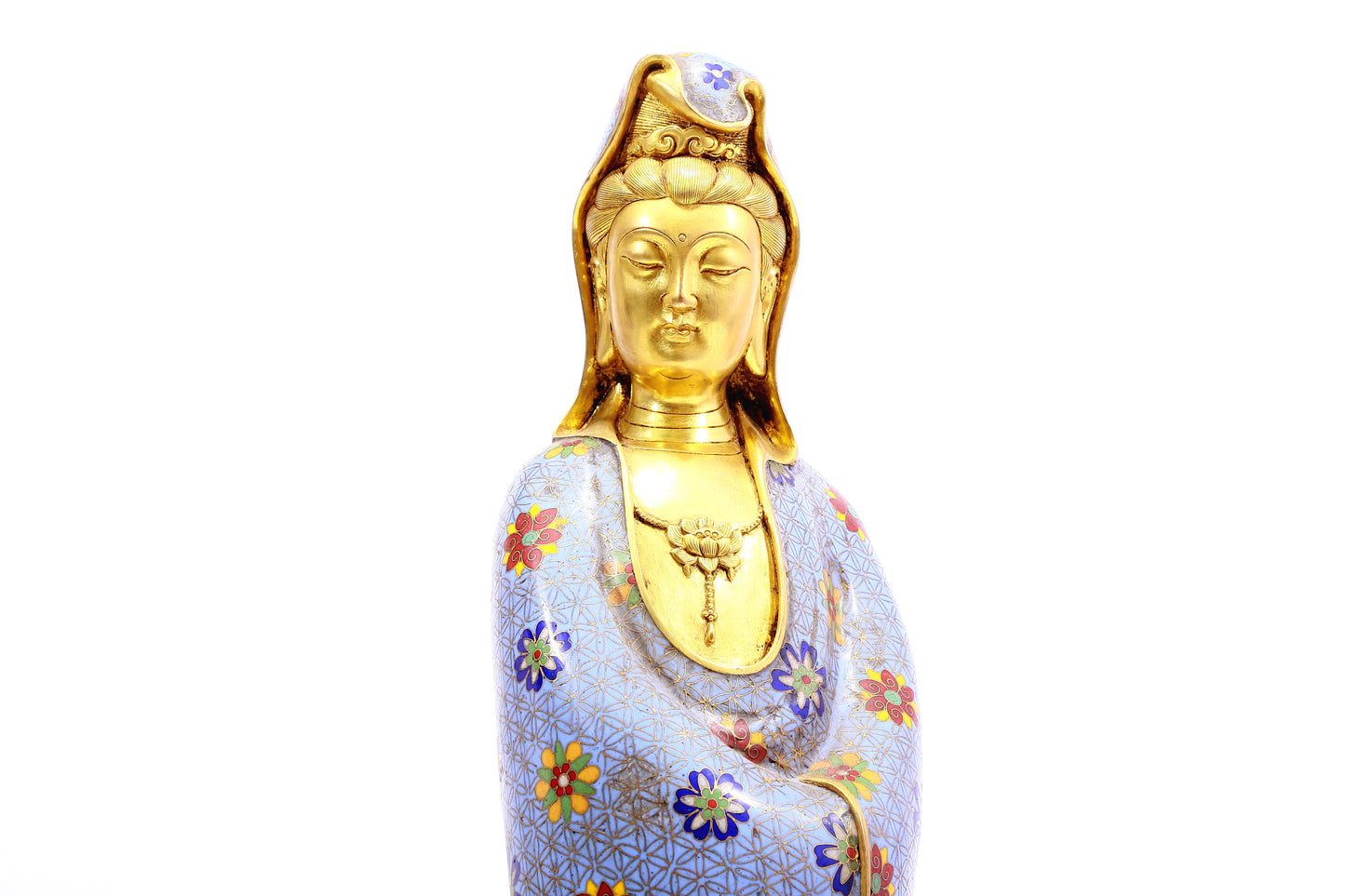 A cloisonné statue of Guanyin