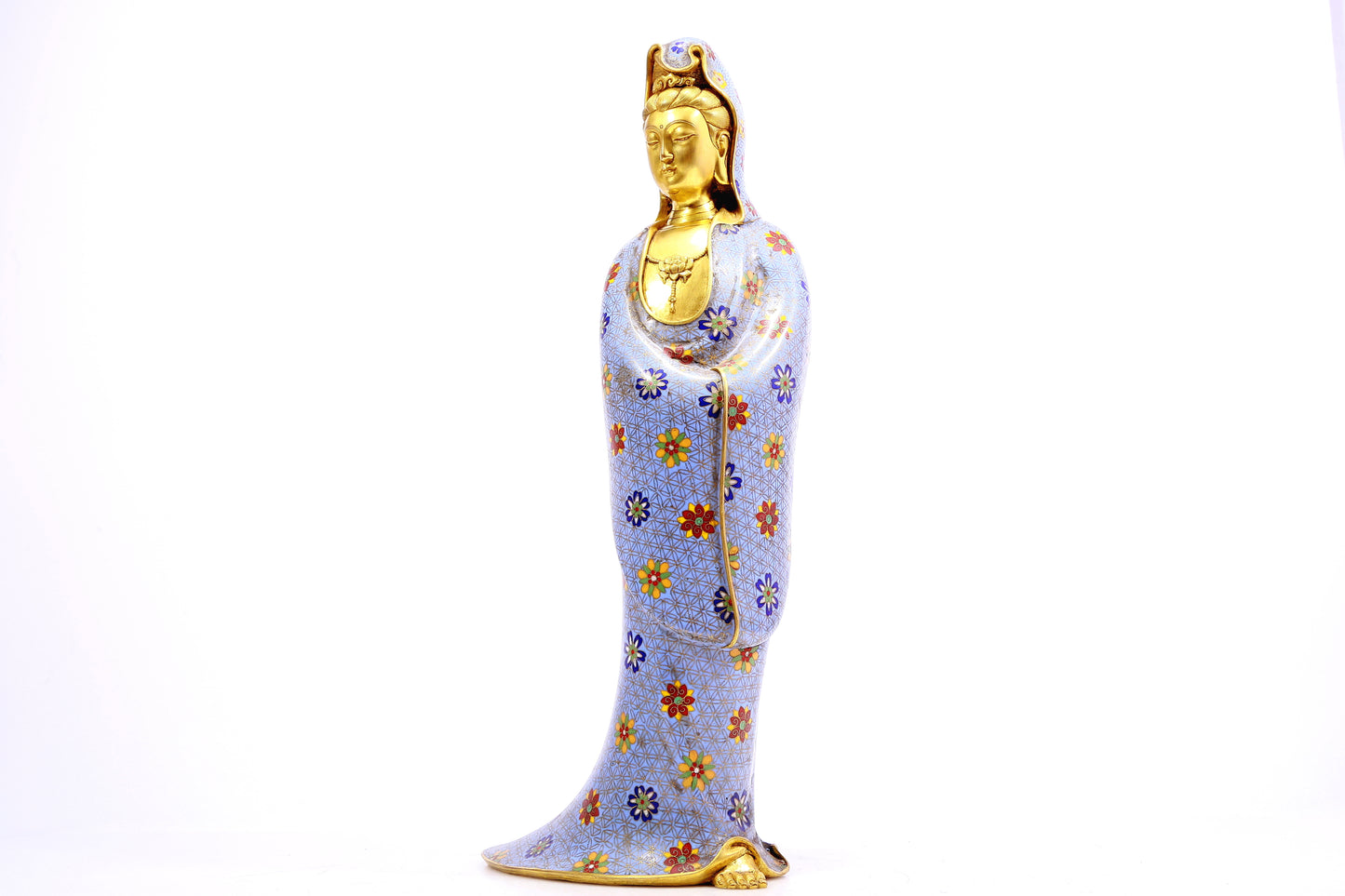 A cloisonné statue of Guanyin