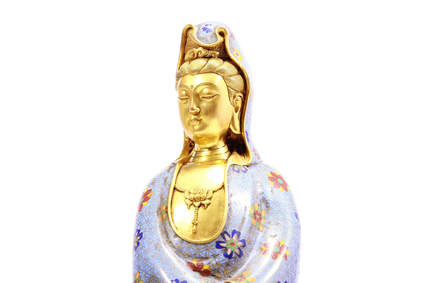 A cloisonné statue of Guanyin