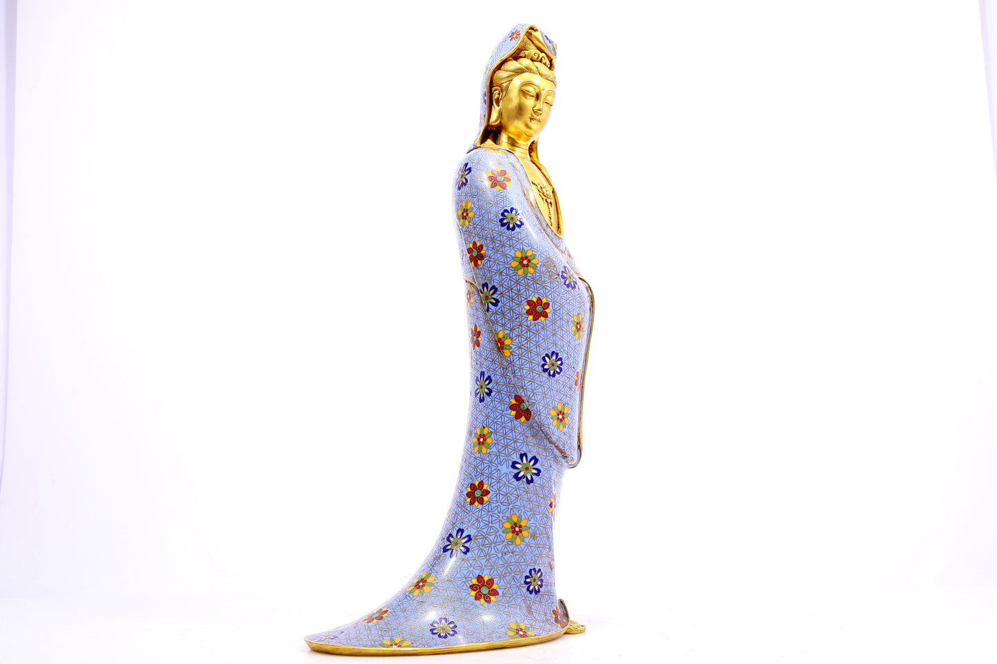 A cloisonné statue of Guanyin