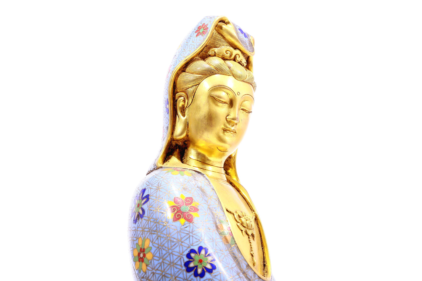 A cloisonné statue of Guanyin