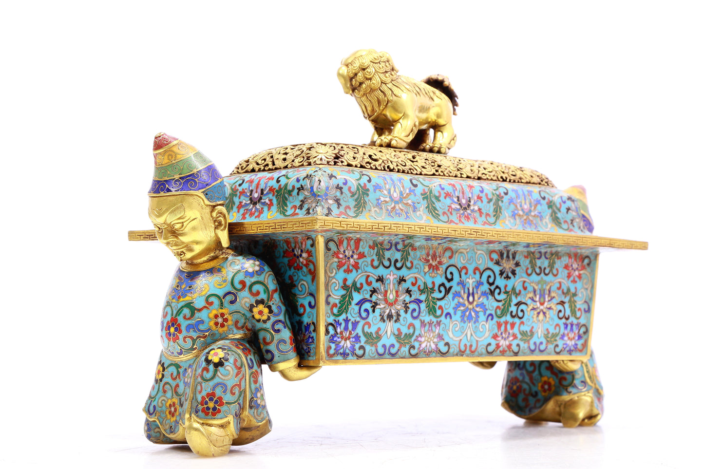 A Precious Cloisonne 'Scrolling Lotus& Figure' Censer