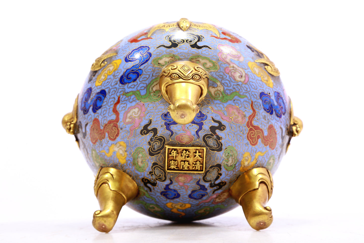 A Gorgeous Cloisonne 'Bat& Auspicious Cloud' Tripod Censer And Cover