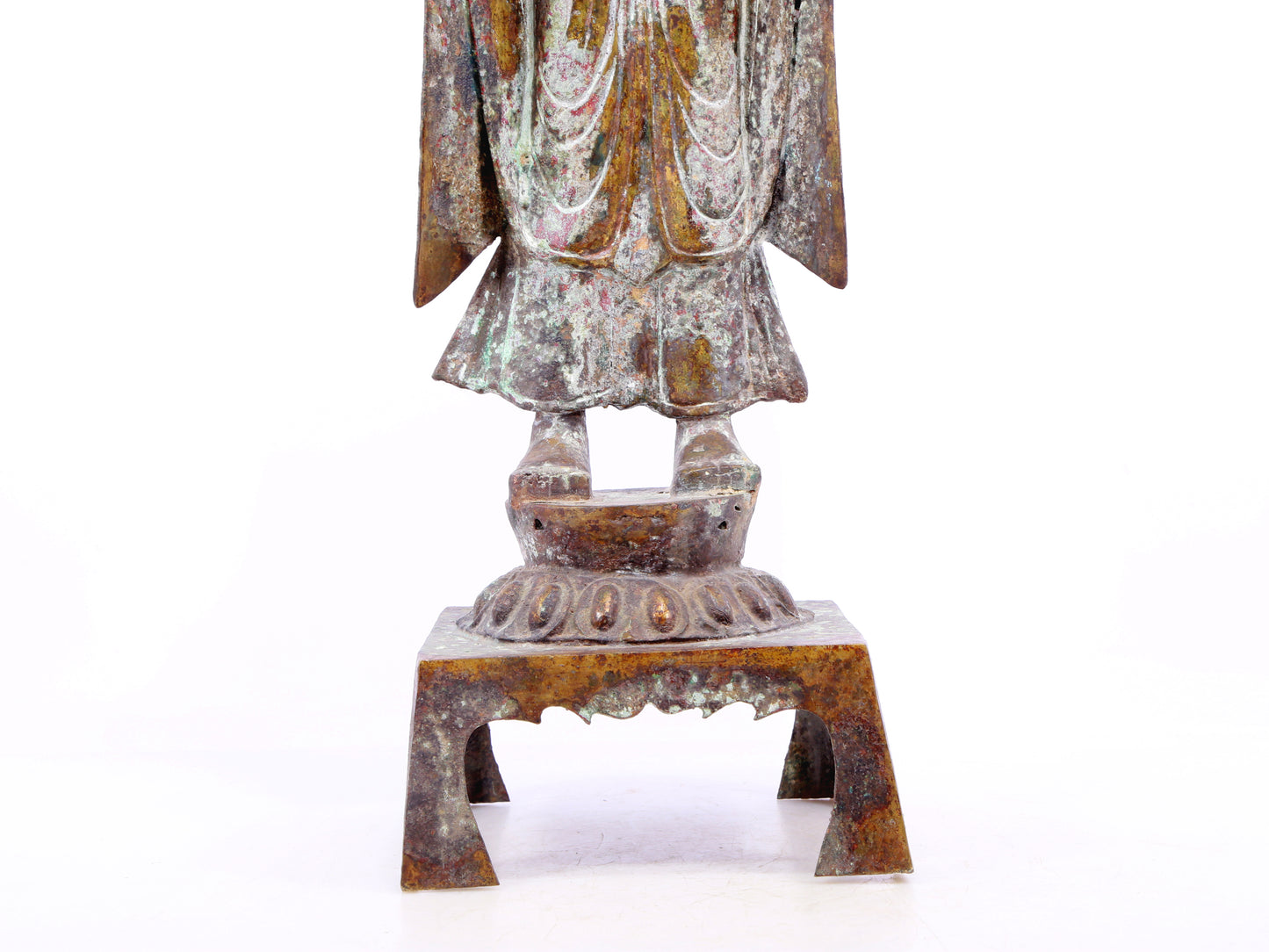 A serene gilt bronze statue of Gautama Buddha