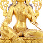 A solemn gilt bronze statue of green Tara