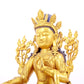 A solemn gilt bronze statue of green Tara