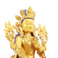 A solemn gilt bronze statue of green Tara