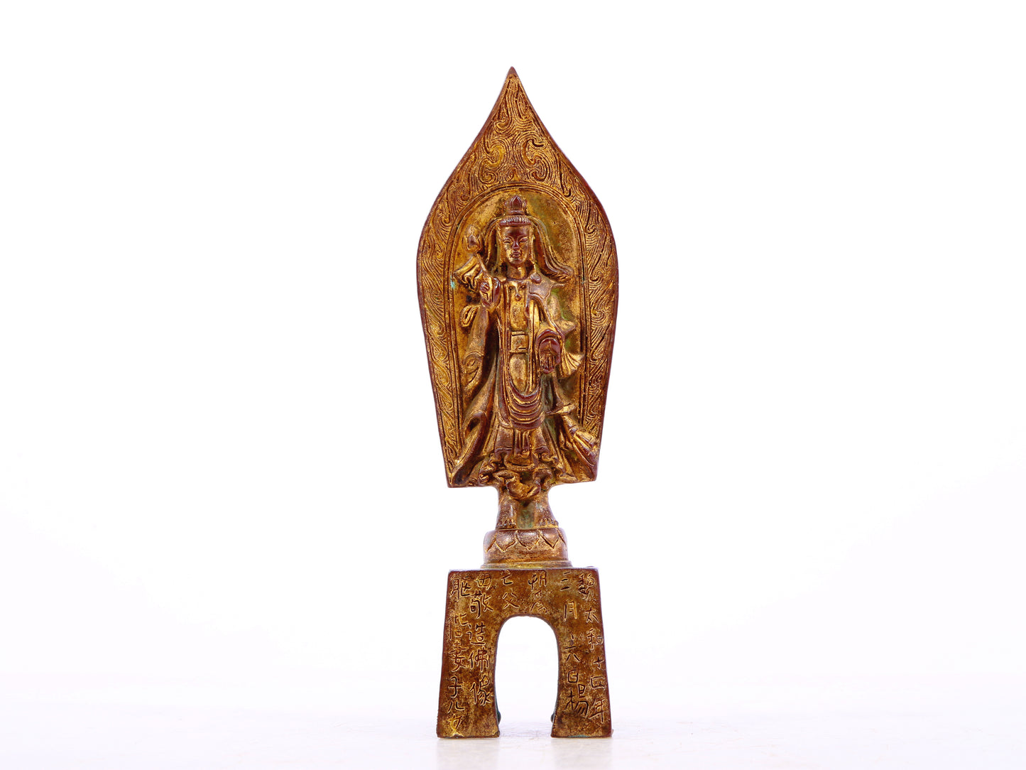 A serene gilt bronze statue of Bodhisattva