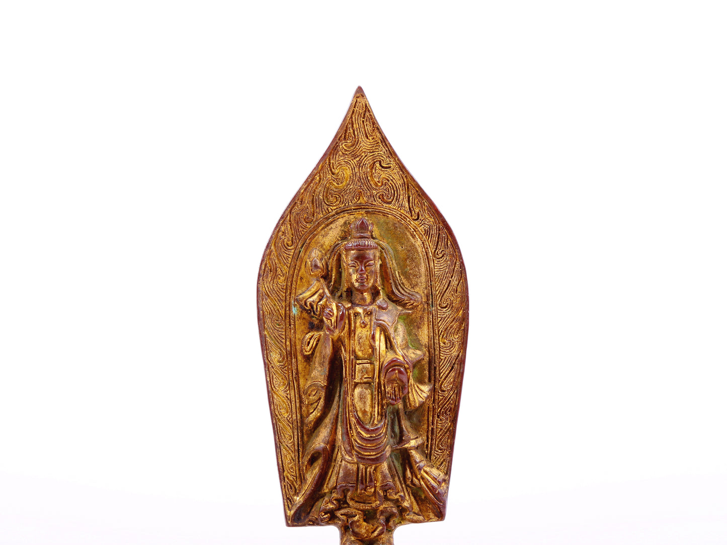 A serene gilt bronze statue of Bodhisattva