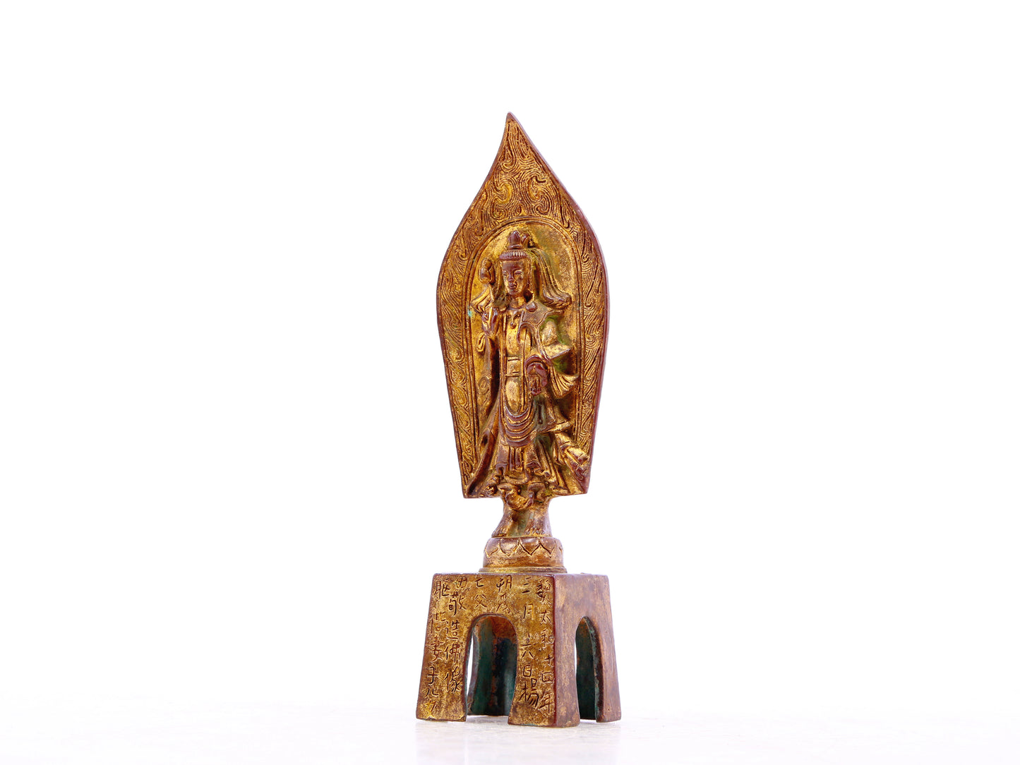 A serene gilt bronze statue of Bodhisattva