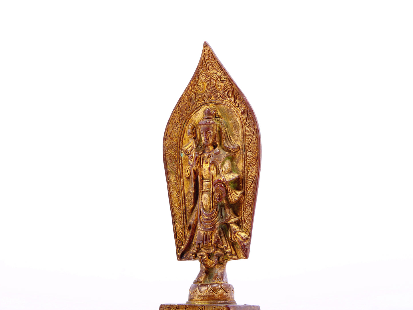 A serene gilt bronze statue of Bodhisattva