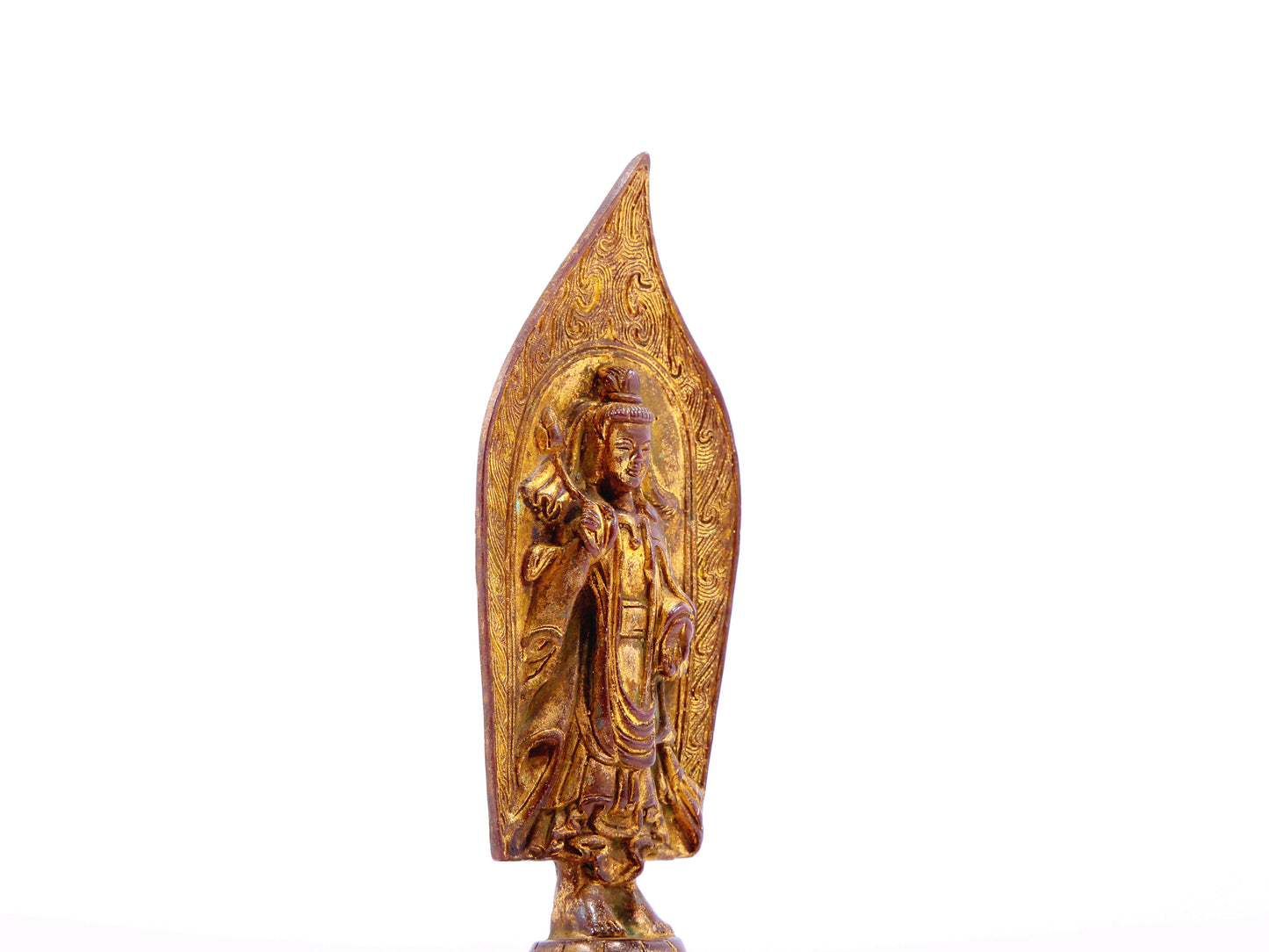 A serene gilt bronze statue of Bodhisattva