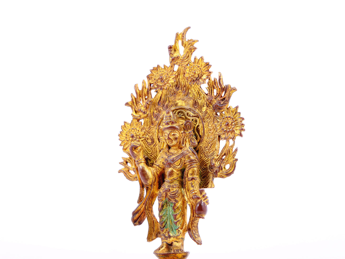 A serene gilt bronze statue of Guanyin